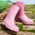冰禹 雨鞋 女款中筒雨靴 轻便防水防滑成人胶鞋 粉红色 36码 BH-129