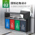 京顿201不锈钢分类垃圾桶小区物业户外商用方形大号垃圾箱三分类B款