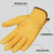 曼睩 L码黄色短款1副 电焊皮革手套防烫防飞溅牛皮焊工耐磨加长加厚劳保手套ML018