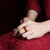 天魅古风小叶紫檀男女款高油高密檀木实木红色戒指无名指尾戒木质指环 18.5mm
