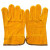 夏季单层大码黄色牛皮耐磨防烫电焊焊工劳动老保工作户外作业手套 金黄色 左手2只