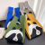 XIAX可爱熊猫大容量针织单肩包女包夏季时尚出游度假百搭托特包手定制 捂眼熊猫-绿色