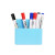 柏驰（BAICHI）磁性白板笔盒可吸附贴墙黑板绿板粉笔笔筒多功能文具吸磁收纳盒包 白+蓝 双格大容量
