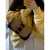 MOSPOKE严选韩国小众设计泫雅中古复古牛皮拼色单肩包手提包 棕色 23.5-10-3CM