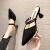 DIDGERIDOO尖头凉拖鞋女士夏季外穿2023新款法式针织飞织包头懒人高跟半拖鞋 黑色 34