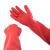 冰禹 BYlf-645 加厚清洁手套 防滑耐磨橡胶劳保防护手套 38cm红色长款乳胶 L码（1双）