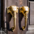 SMVP复古铜制大象门把手印度手工创意衣柜橱柜门对开门大门拉手大拉把 小象黄色 单只 11.5cm