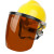安全帽支架面屏防护头戴式焊帽面罩电焊工专用烧氩弧焊接防护罩E 黄】安全帽+支架+绿色屏