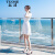拓涩（TUOSE）夏季新款香港潮牌沙滩裙桔梗法式小个子仙女百搭雪纺白色修身显瘦连衣裙 白色 XS