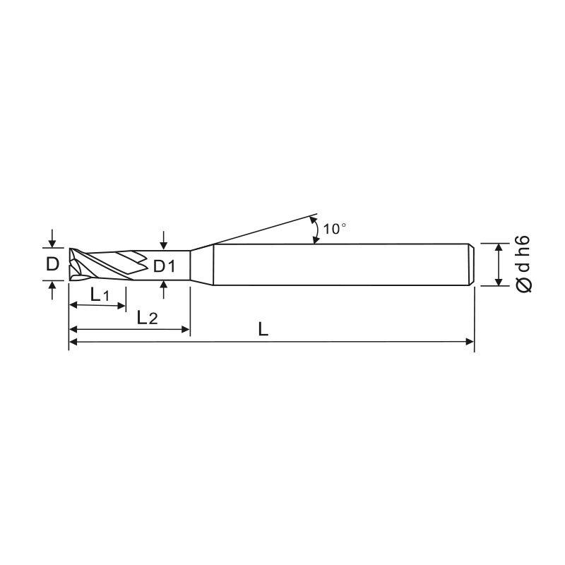 刃天行立铣刀PGL2020-050L06通用加工2刃 长颈短刃平底铣刀 订制品