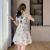 CEENIU香港潮牌小个子新中式改良旗袍女年轻2024夏季日常国风水墨画裙子 图片色 XL