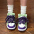 百丽女原创年绿紫撞色面包鞋女ins字母底复古运动滑板鞋小众潮鞋 紫色 35