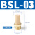 康泽润和KZRH长头铜尖头平头电磁阀消声器可调节流塑料消音器 BSL-03/螺纹3分 