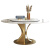 圆形岩板餐桌转盘设计师创意轻奢现代简约家用亮光潘多拉岩板圆桌 圆桌带转盘1.2米+6椅