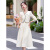 MOLAIMERSWEET小香风连衣裙女春装2024新款韩版修身显瘦假两件时尚洋气减龄裙子 米白色 L(110-120斤)