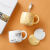 鼓团猫咪咖啡杯子少女新款马克杯带盖勺可爱卡通情侣可微波炉陶瓷水杯 粉色浮雕猫 礼盒装(杯+盖+猫爪勺+吸管+帽)