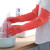 东方红 55CM橡胶加长防水手套 厨房洗碗乳胶长袖洗衣洗车清洁防护 红色10双 L码