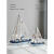 星舵地中海风格创意家居装饰摆设 木质帆船模型小摆件手工艺木船小船 紫色 一套4个15CM帆船