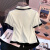 施洛澜2024夏季新款设计感拉链拼色polo领开衫短袖t恤女装上衣体恤8232 白色 XL 建议115-130斤