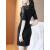 法莎尼亚（FRSHANIAH）轻奢品牌高档连衣裙女2024春夏新款蕾丝连衣裙气质裙子正式连衣裙 黑色 M