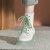 朵蕾汀白色马丁靴女2023年新款女百搭厚底内增高靴子女中筒英伦风短靴女 浅绿色 35