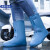 防雨防汛硅胶雨鞋套男女加厚防滑耐磨学生便携式雨靴仿硅胶水鞋套 纽扣款-高筒蓝色109 L37-39码