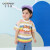 齐齐熊（ciciibear）宝宝短袖T恤夏季男童夏装婴儿条纹半袖上衣洋气儿童T薄 紫绿彩条 100cm