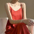 待婉轻奢仿吊带连衣裙女醋酸缎面夏季V领宽松长裙高端印 6511(红色)吊带裙 M建议90-115斤