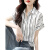 Rasekon女装2024年夏季时尚休闲条纹薄款感宽松短袖衬衫女 白色 竖条纹短袖衬衫 4码=L