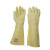 三蝶153工业橡胶手套 加长耐酸碱手套 渔业防水防滑手套卷边 5双 50cm 米黄色 定制