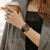 LVGE手表女学生时尚女士品牌气质石英国表复古方形硅胶皮带款情侣表 黑色大表盘