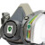 仁聚益KN95防毒半面罩套装 自吸式过滤呼吸器 6201主体+6006CN滤毒盒(7件套)