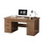 蔓斯菲尔带锁办公桌家用电脑桌台式简约桌子工作台带抽屉书桌职员桌椅组合 拉丝黑橡木色160CM(四抽屉+四把