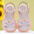 迪士尼（DISNEY）女童爱莎公主凉鞋夏季新款皮面软底露趾小女孩公主鞋儿童沙滩鞋 CL6002粉色灰姑娘 23码\鞋内长15.2CM