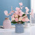 爱泽宝北欧日式地中海陶瓷花瓶蓝白色尤加利仿真花艺玫瑰向日葵把束套装 藕色花瓶