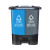 分类双桶垃圾桶公共场合三商用厨房干湿分离二合一脚踏可回收 16L新国标加厚款蓝+红 新料加厚