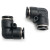 伊莱科（ELECALL）气动快速转接头PV系列气管快插变径三通气泵配件气缸空压机适配 PV-16（5只装）黑色 