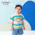齐齐熊（ciciibear）宝宝短袖T恤夏季男童夏装婴儿条纹半袖上衣洋气儿童T薄 紫绿彩条 100cm