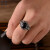 皇彰925银饰品复古泰银十字军花合成黑玛瑙银戒指男士食指指环 19号