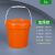 水杉3L橘色加厚pp材质密封圆桶带盖拌料桶手提防水涂料塑料桶