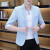 玛萨洛夏季七分袖西服男休闲薄款韩版修身白色中袖小西装外套男生帅气潮 蓝色 165/M