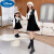 迪士尼（Disney）炸街感亲子装秋款学院风马甲衬衫套装2023新款秋季母女装裙子 黑色 90cm