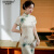 欧迪鸟（ODYBIRD）中国风旗袍2023夏季新款日常改良印花修身显瘦淡雅复古立领连衣裙 2XL