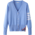 香港潮牌2020早秋新款薄款蓝色V领针织开衫毛衣女装修身百搭衫外套 天蓝色 S