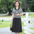 凌菲小姐（MISS LING FEI）女夏新款套装30岁到40岁裙子夏装假两件连衣裙中年女装 黑色格子 XL 建议90-105斤