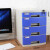 办公室a4文件收纳盒带锁塑料桌面收纳盒文件盒抽屉式整理箱多层桌面收纳柜存储资料柜 大四层优雅蓝