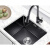 黑色纳米04不锈钢洗菜盆吧台手水槽台下盆厨房嵌入式单槽小 *0配黑色三合一抽拉净水龙头