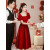 语森恋敬酒服新娘小个子法式订婚礼服女夏季红色连衣裙平时可穿 酒红色 XS(建议75-85斤)