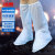 冰禹 PVC防水鞋套 加厚底耐磨防雨鞋套便携式非一次性雨具雨靴套 磨砂白XL BYC-299