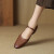 CAT AI TATA软皮棕色单鞋女2024新款方头低跟一字扣羊皮玛丽珍鞋子 棕色 34